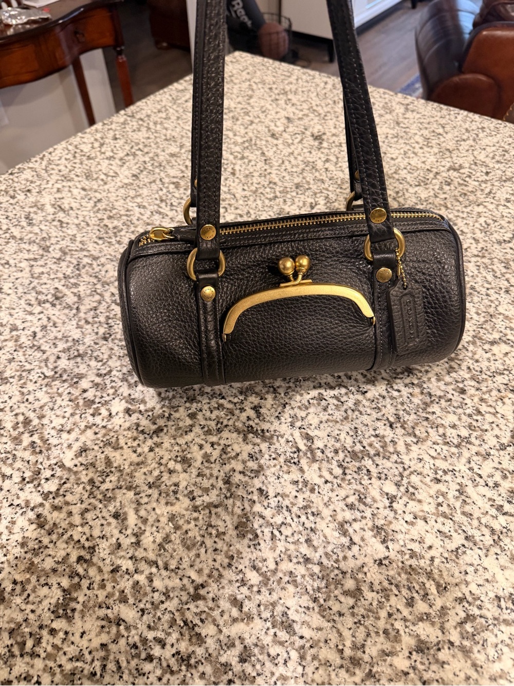 Coach kisslock 26 Barrel Shoulder Bag with Gold Hardware